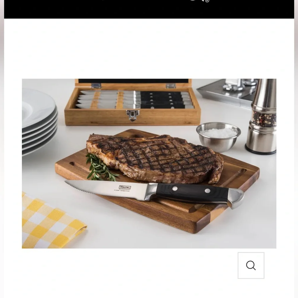 VIKING STEAKHOUSE PAKKA WOOD 6-PIECE STEAK KNIFE SET WITH GIFT BOX (BLACK) $159